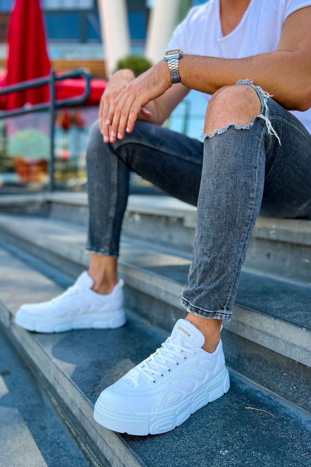 CH105 Cronus Erkek Günlük Bağcıklı Cilt Spor Sneaker Ayakkabı CBT - Beyaz Erkek Ayakkabı CH105 Cronus Erkek Günlük Bağcıklı Cilt Spor Sneaker Ayakkabı CBT - Beyaz – Chekich Erkek Ayakkabı