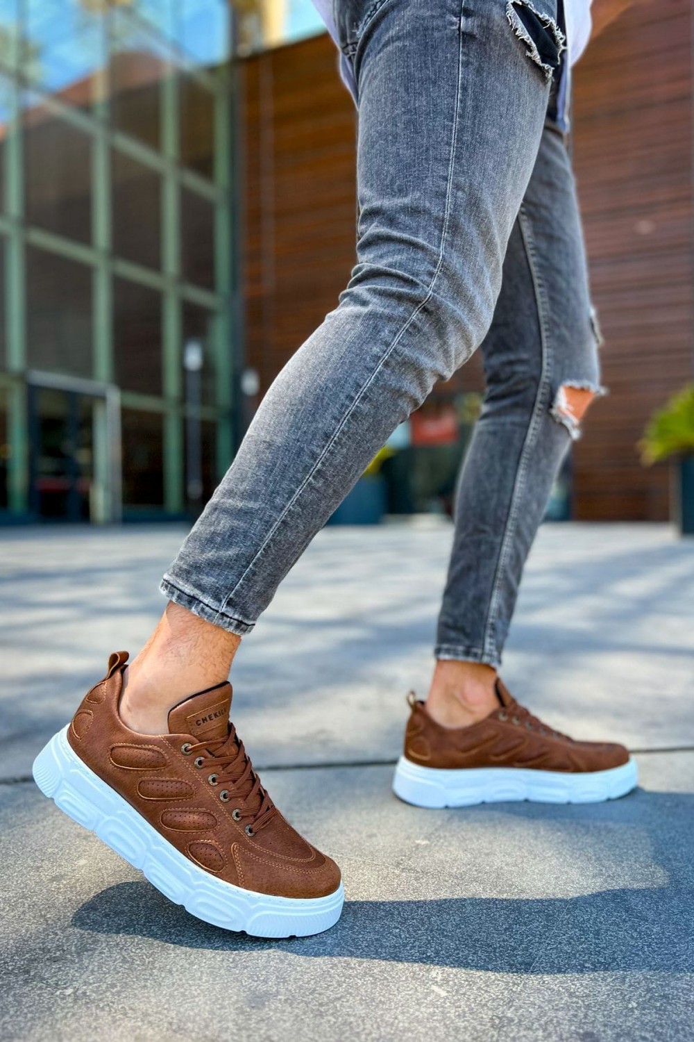 CH105 Cronus Erkek Günlük Bağcıklı Cilt Spor Sneaker Ayakkabı CBT - Taba – Chekich Erkek Ayakkabı