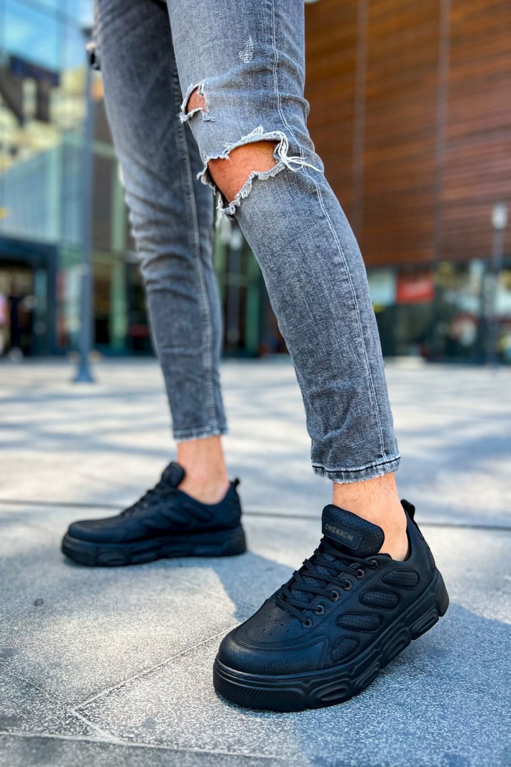 CH105 Cronus Erkek Günlük Bağcıklı Cilt Spor Sneaker Ayakkabı CST - Siyah Erkek Ayakkabı CH105 Cronus Erkek Günlük Bağcıklı Cilt Spor Sneaker Ayakkabı CST - Siyah – Chekich Erkek Ayakkabı