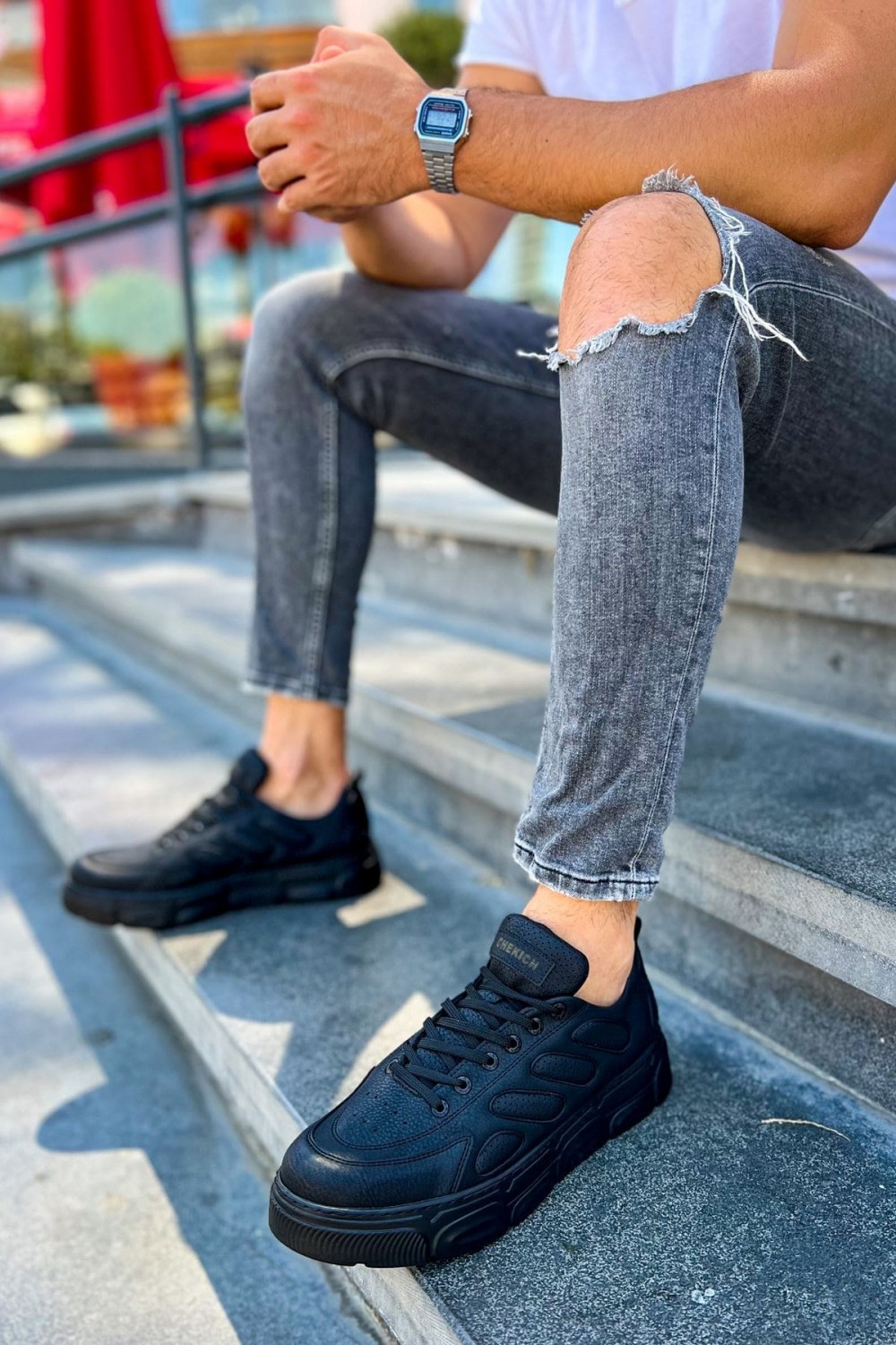 CH105 Cronus Erkek Günlük Bağcıklı Cilt Spor Sneaker Ayakkabı CST - Siyah Erkek Ayakkabı CH105 Cronus Erkek Günlük Bağcıklı Cilt Spor Sneaker Ayakkabı CST - Siyah – Chekich Erkek Ayakkabı