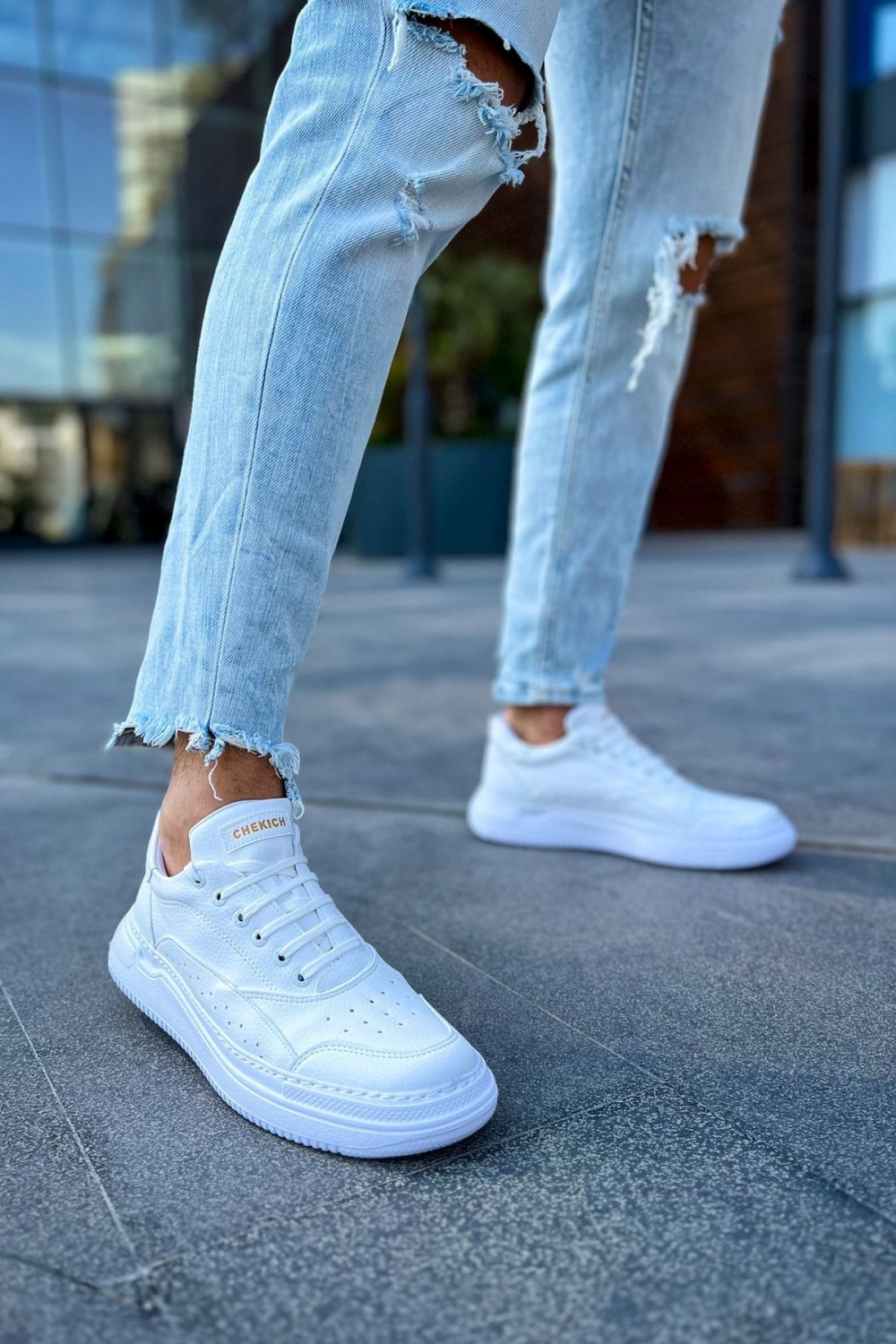 CH115 Literide Erkek Günlük Bağcıklı Cilt Spor Sneaker Ayakkabı CBT - Beyaz Erkek Ayakkabı CH115 Literide Erkek Günlük Bağcıklı Cilt Spor Sneaker Ayakkabı CBT - Beyaz – Chekich Erkek Ayakkabı