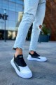CH115 Literide Erkek Günlük Bağcıklı Cilt Spor Sneaker Ayakkabı CBT - Beyaz/Antrasit/Siyah – Chekich Erkek Ayakkabı