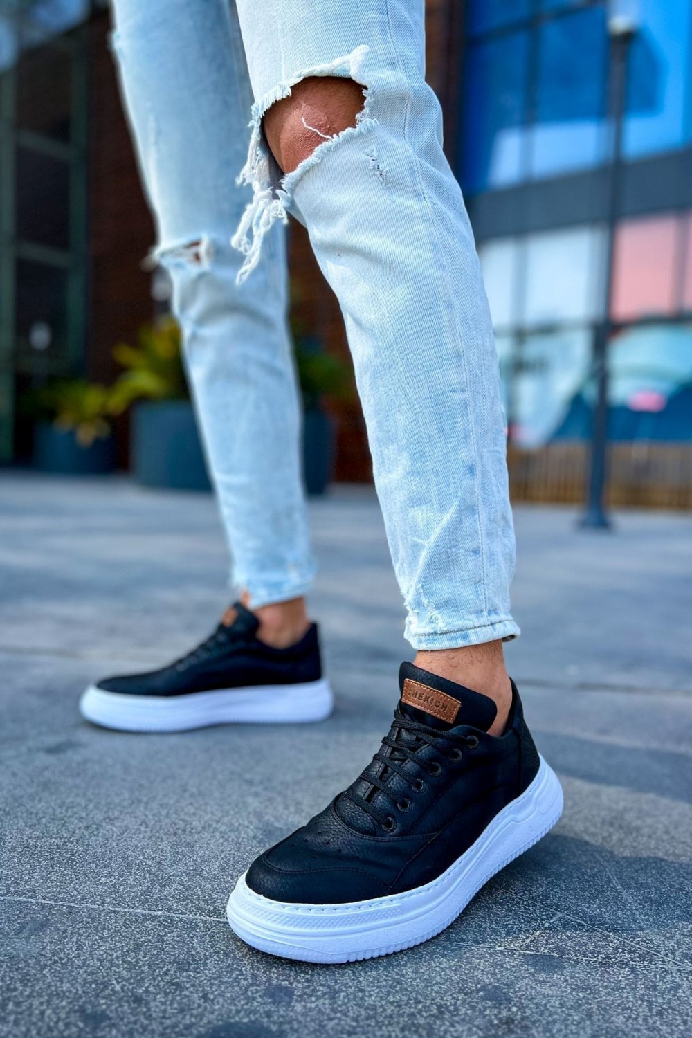 CH115 Literide Erkek Günlük Bağcıklı Cilt Spor Sneaker Ayakkabı CBT - Siyah Erkek Ayakkabı CH115 Literide Erkek Günlük Bağcıklı Cilt Spor Sneaker Ayakkabı CBT - Siyah – Chekich Erkek Ayakkabı