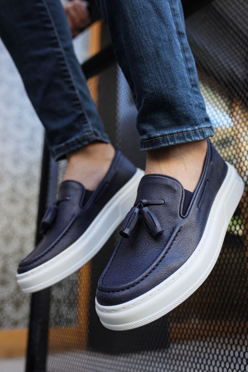 CH127 Loafer - X Erkek Günlük Bağcıksız Corcik Cilt Klasik Ayakkabı CBT - Lacivert – Chekich Erkek Ayakkabı