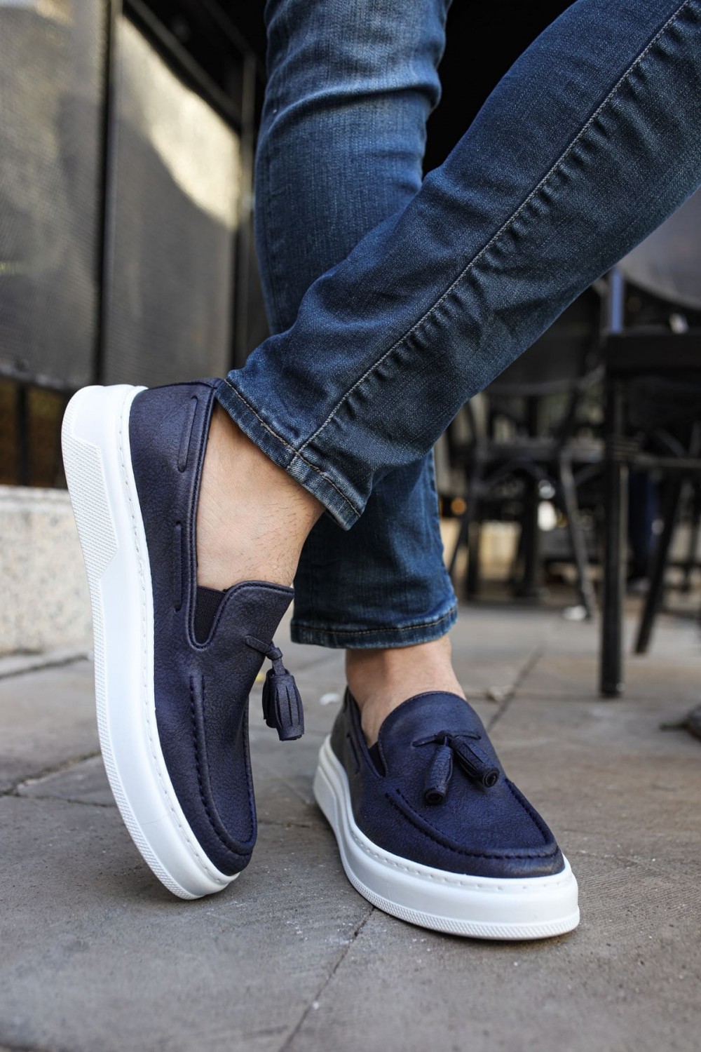 CH127 Loafer - X Erkek Günlük Bağcıksız Corcik Cilt Klasik Ayakkabı CBT - Lacivert – Chekich Erkek Ayakkabı