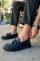 CH127 Loafer - X Erkek Günlük Bağcıksız Corcik Cilt Klasik Ayakkabı CST - Siyah