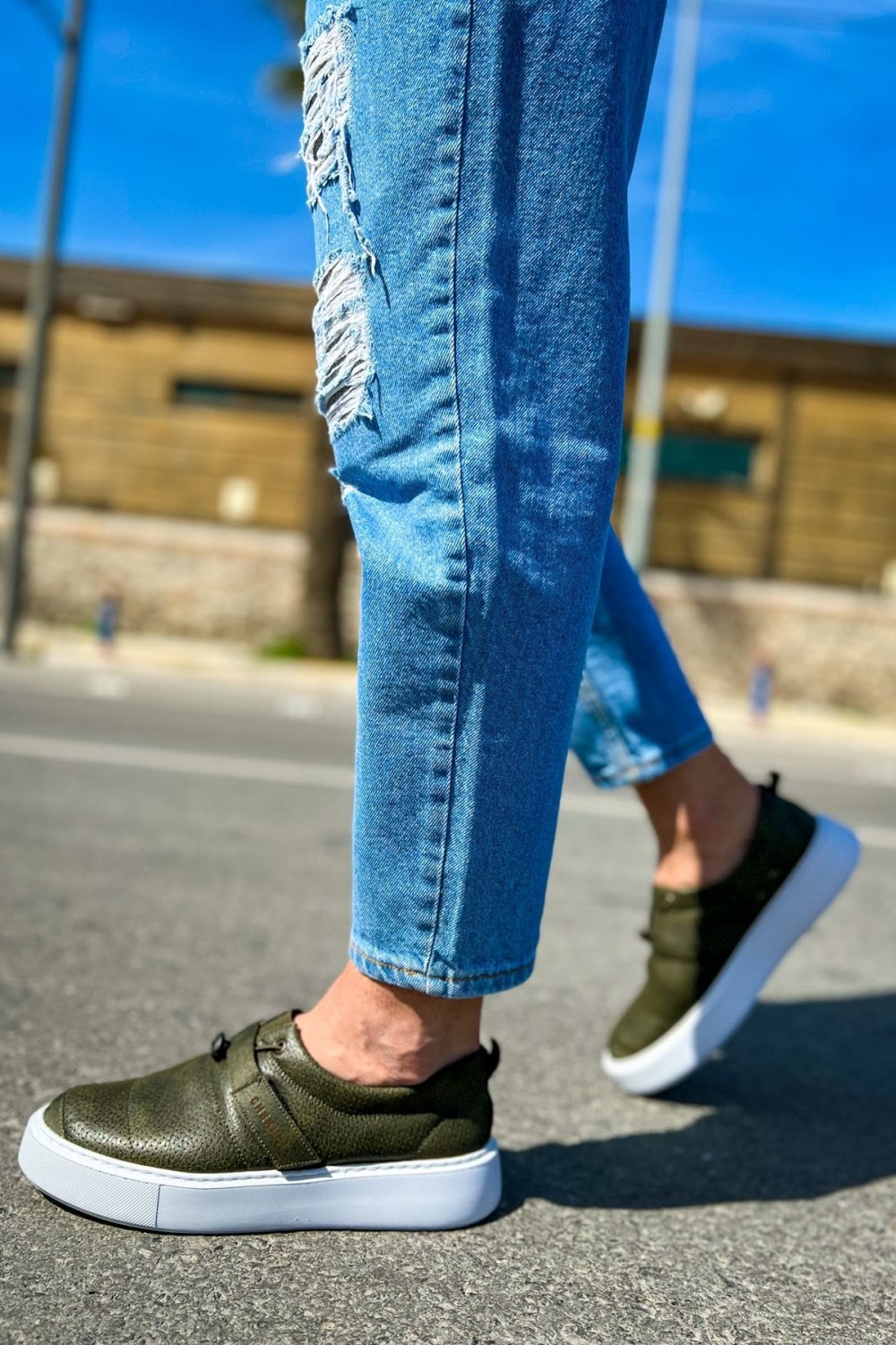 CH147 Dobeny Erkek Günlük Bağcıksız Cırtlı Cilt Spor Sneaker Ayakkabı CBT - Haki Erkek Ayakkabı CH147 Dobeny Erkek Günlük Bağcıksız Cırtlı Cilt Spor Sneaker Ayakkabı CBT - Haki – Chekich Erkek Ayakkabı