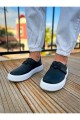 CH147 Dobeny Erkek Günlük Bağcıksız Cırtlı Cilt Spor Sneaker Ayakkabı CBT - Siyah
