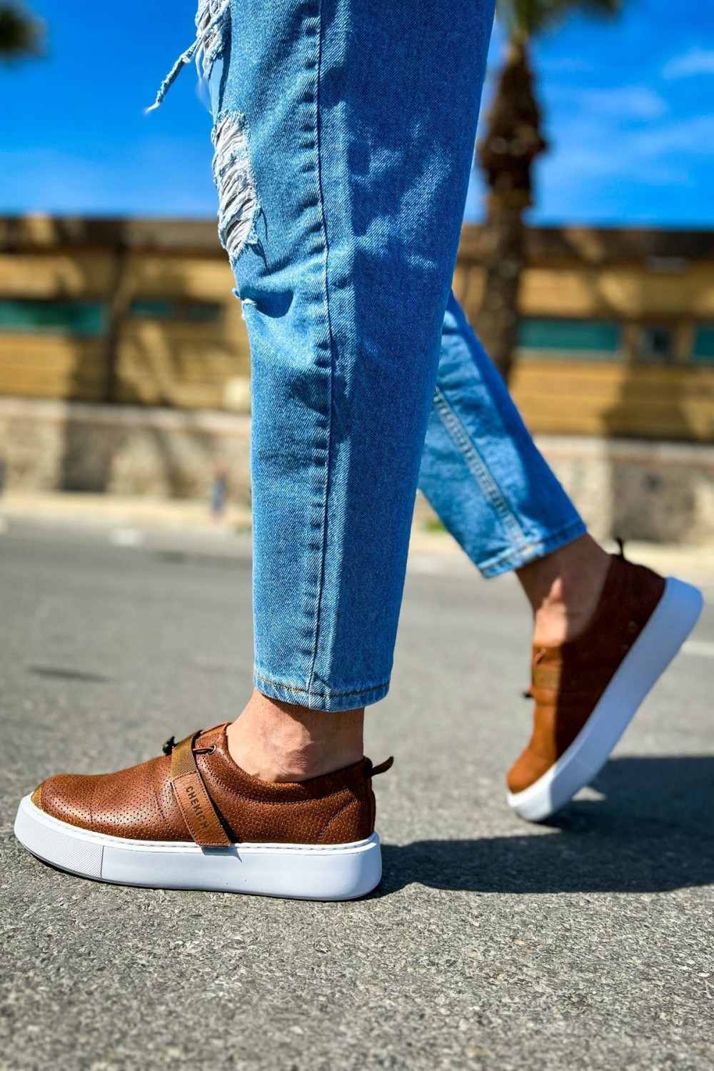 CH147 Dobeny Erkek Günlük Bağcıksız Cırtlı Cilt Spor Sneaker Ayakkabı CBT - Taba Erkek Ayakkabı CH147 Dobeny Erkek Günlük Bağcıksız Cırtlı Cilt Spor Sneaker Ayakkabı CBT - Taba – Chekich Erkek Ayakkabı