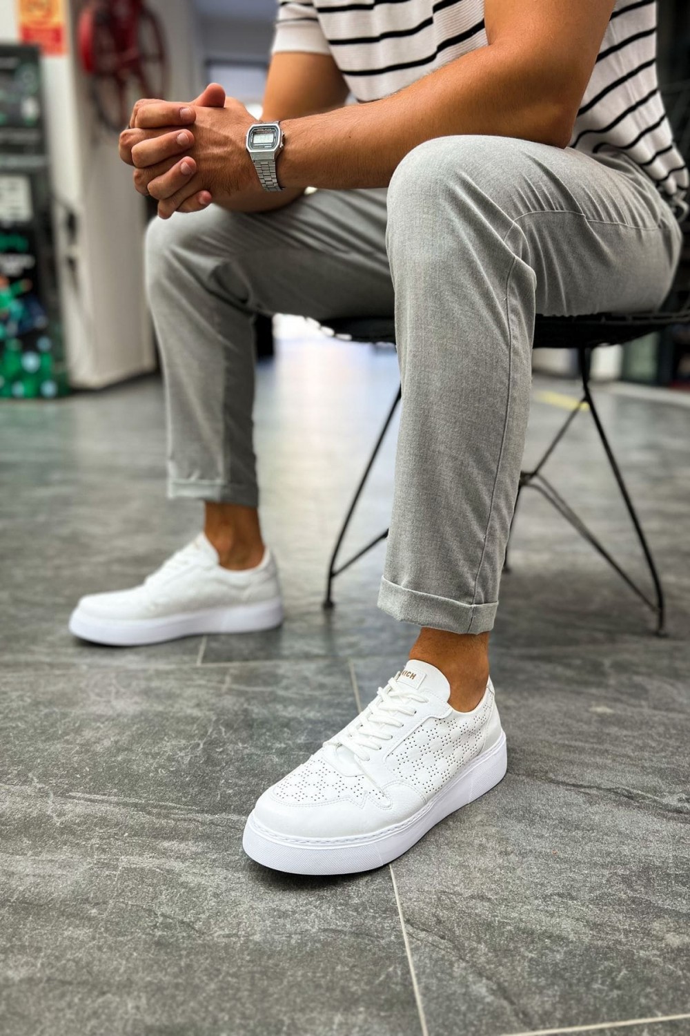 CH153 Oxford Erkek Günlük Bağcıklı Cilt Spor Sneaker Ayakkabı CBT - Beyaz – Chekich Erkek Ayakkabı