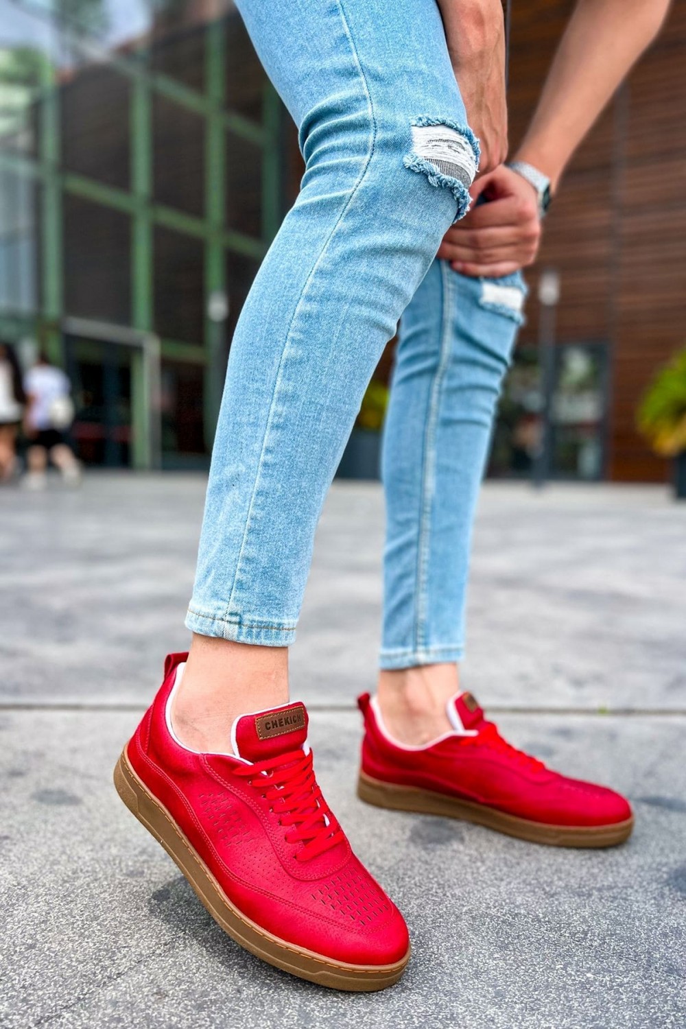 CH157 Retro Erkek Günlük Bağcıklı Krep Taban Cilt Spor Sneaker Ayakkabı CKT - Kırmızı Erkek Ayakkabı CH157 Retro Erkek Günlük Bağcıklı Krep Taban Cilt Spor Sneaker Ayakkabı CKT - Kırmızı – Chekich Erkek Ayakkabı