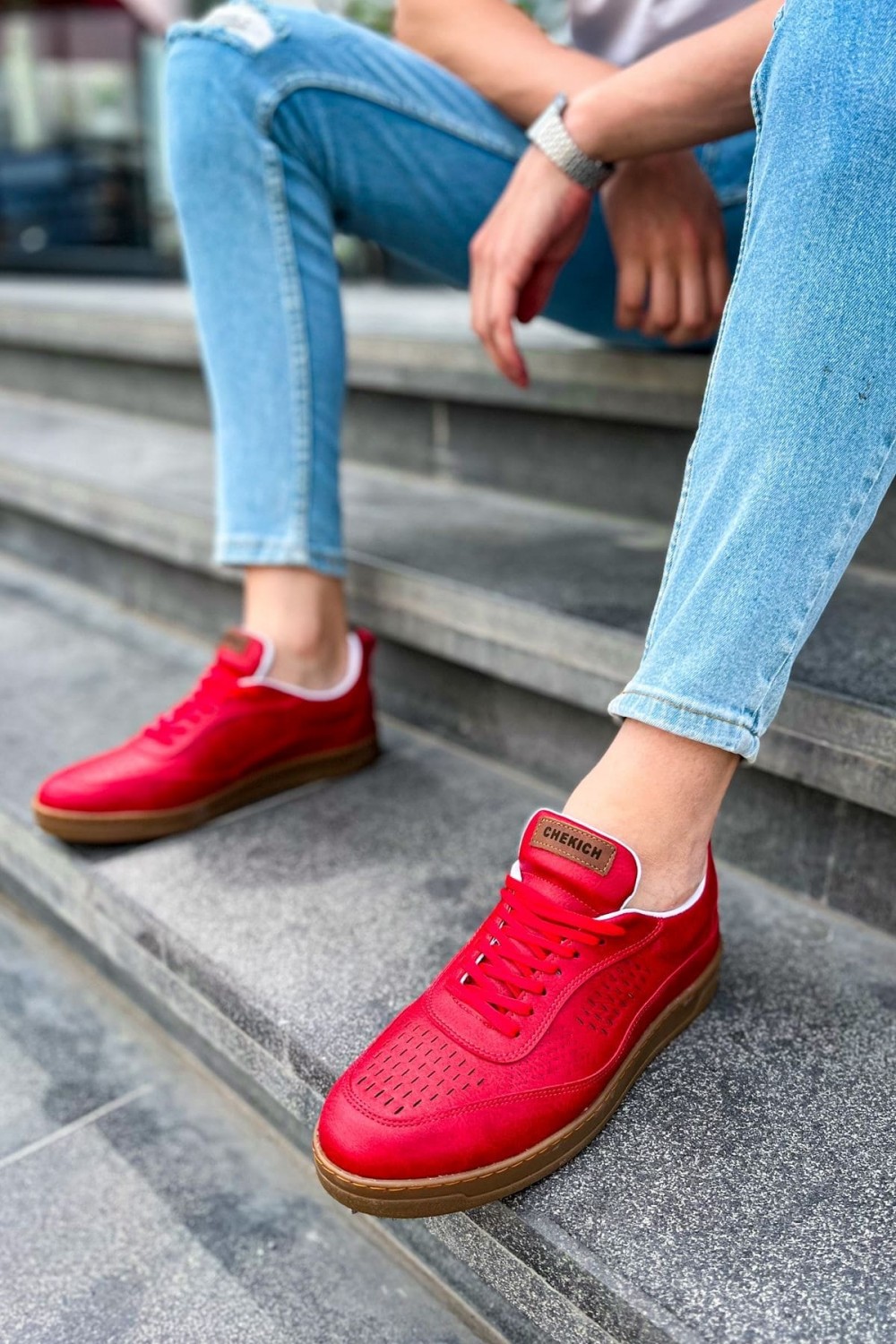 CH157 Retro Erkek Günlük Bağcıklı Krep Taban Cilt Spor Sneaker Ayakkabı CKT - Kırmızı Erkek Ayakkabı CH157 Retro Erkek Günlük Bağcıklı Krep Taban Cilt Spor Sneaker Ayakkabı CKT - Kırmızı – Chekich Erkek Ayakkabı