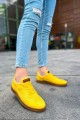 CH157 Retro Erkek Günlük Bağcıklı Krep Taban Cilt Spor Sneaker Ayakkabı CKT - Sarı
