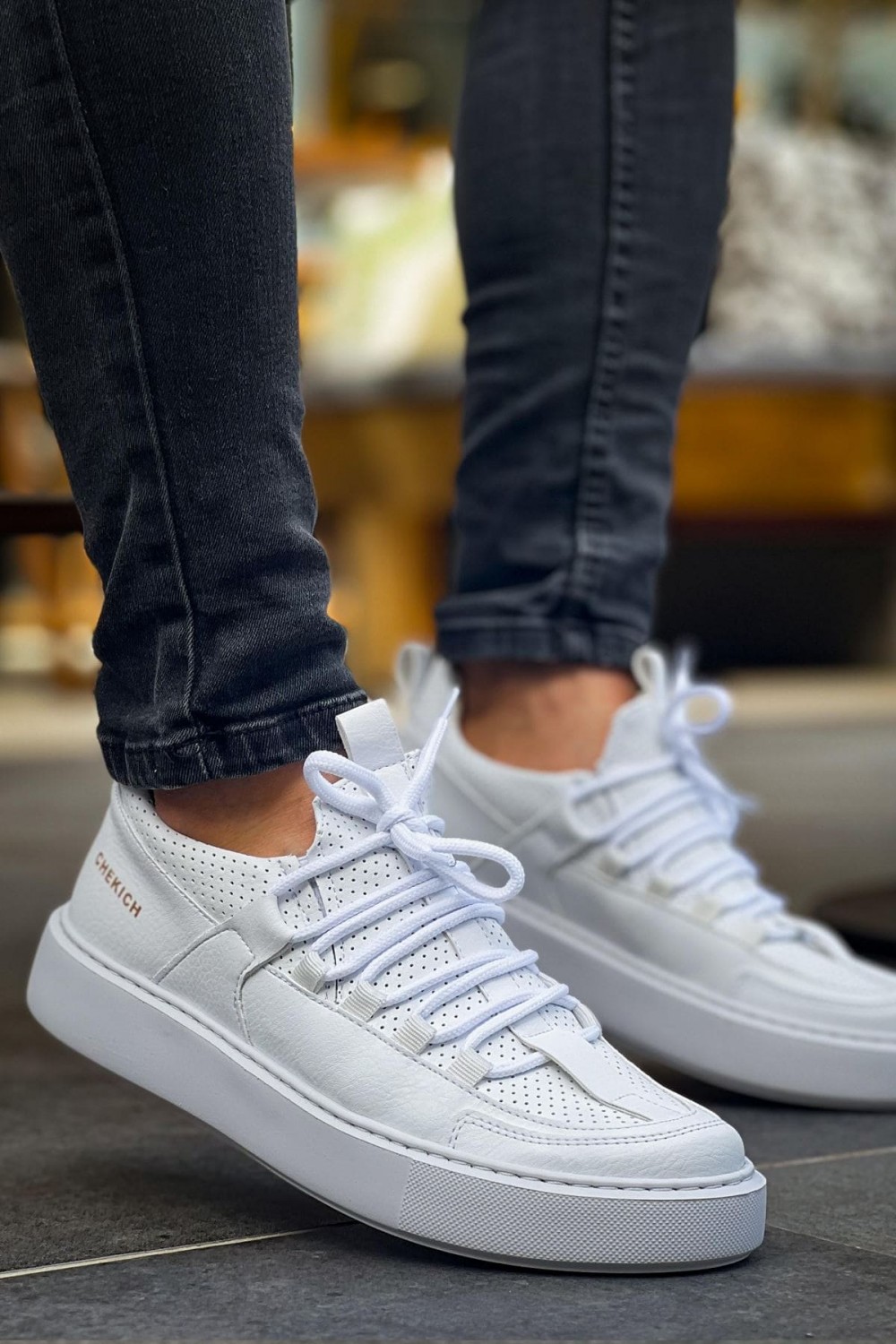 CH159 Saturn Erkek Günlük Bağcıklı Cilt Spor Sneaker Ayakkabı CBT - Beyaz Erkek Ayakkabı CH159 Saturn Erkek Günlük Bağcıklı Cilt Spor Sneaker Ayakkabı CBT - Beyaz – Chekich Erkek Ayakkabı