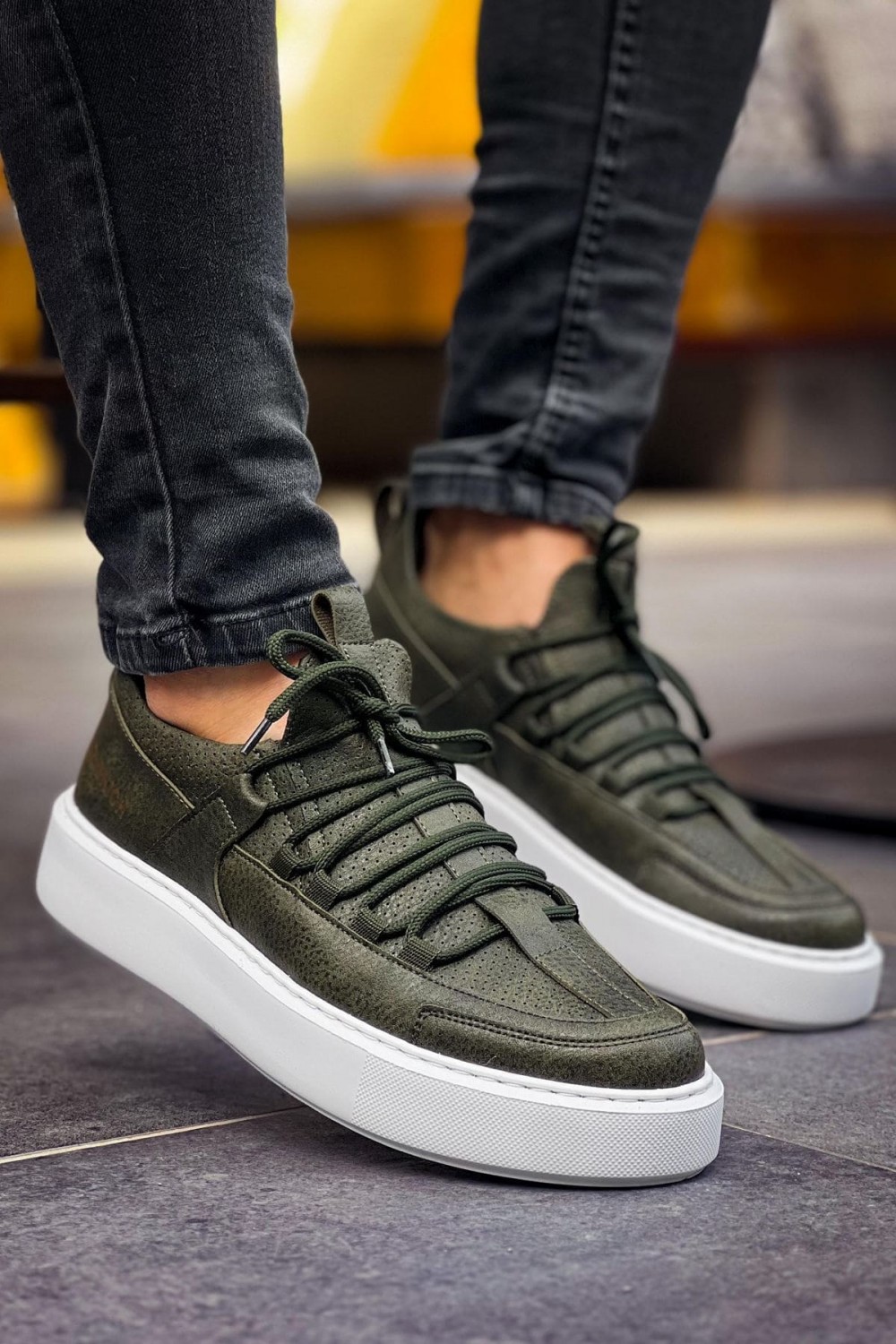 CH159 Saturn Erkek Günlük Bağcıklı Cilt Spor Sneaker Ayakkabı CBT - Haki Erkek Ayakkabı CH159 Saturn Erkek Günlük Bağcıklı Cilt Spor Sneaker Ayakkabı CBT - Haki – Chekich Erkek Ayakkabı