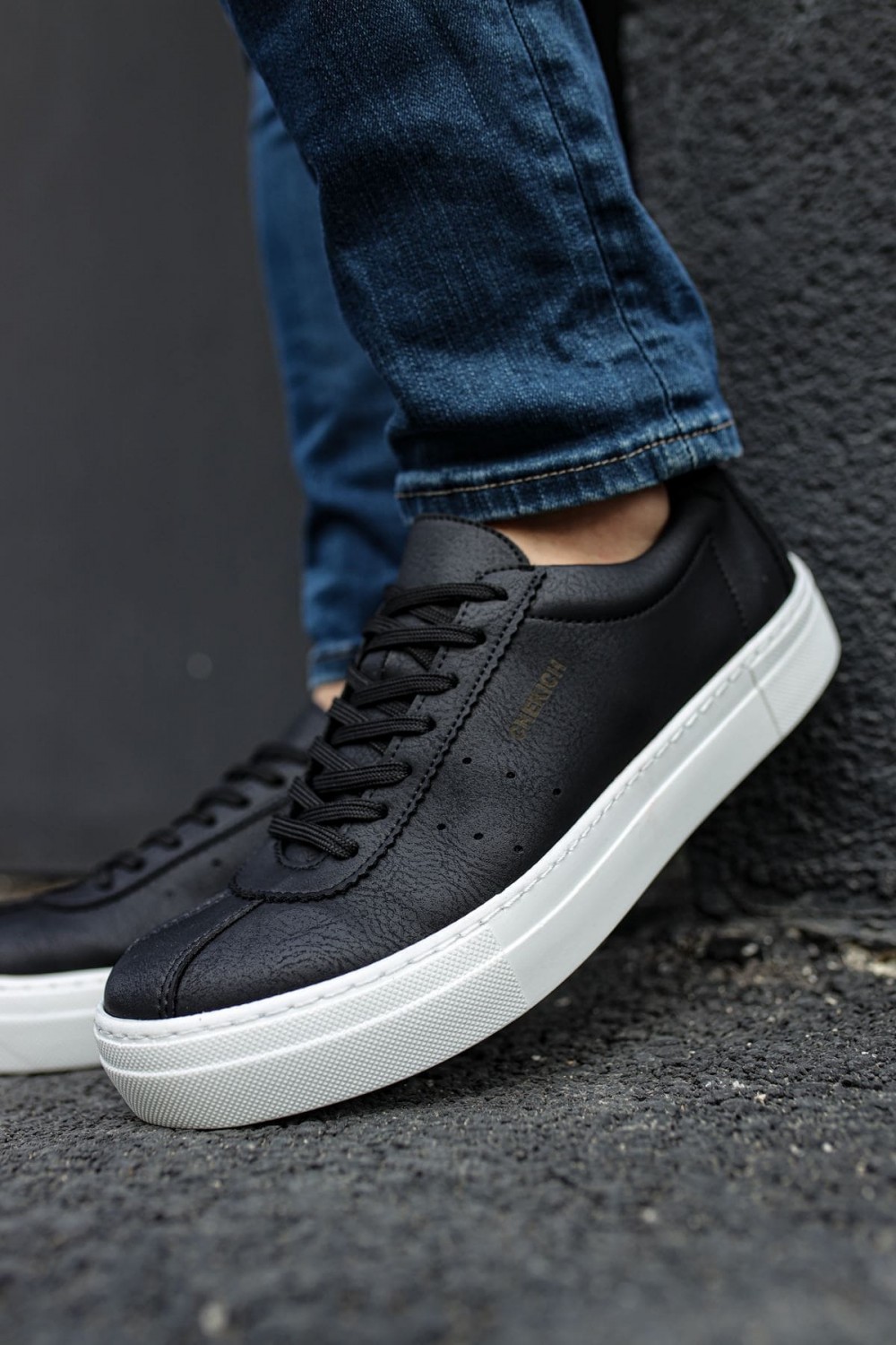 CH163 Optimum Erkek Günlük Bağcıklı Cilt Spor Sneaker Ayakkabı CBT - Siyah – Chekich Erkek Ayakkabı
