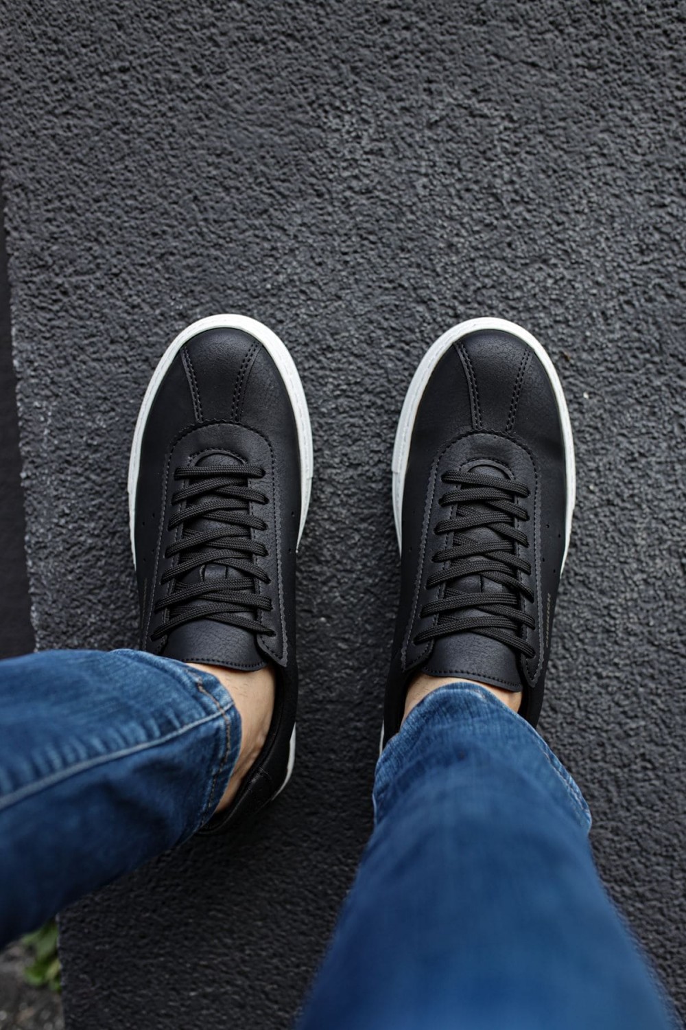 CH163 Optimum Erkek Günlük Bağcıklı Cilt Spor Sneaker Ayakkabı CBT - Siyah – Chekich Erkek Ayakkabı