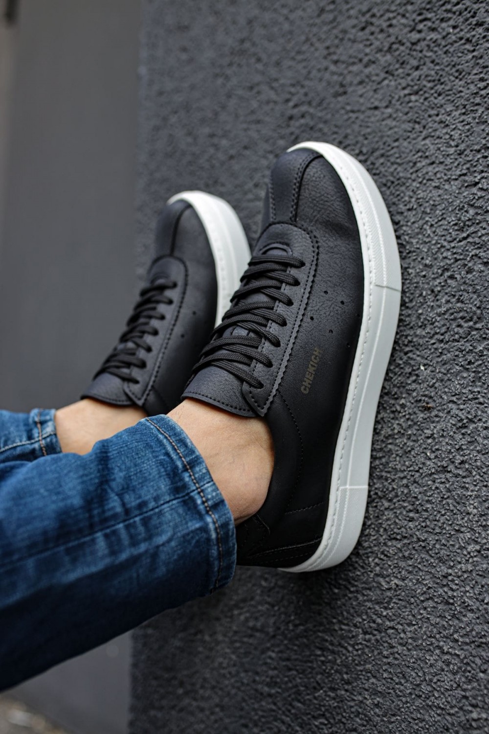 CH163 Optimum Erkek Günlük Bağcıklı Cilt Spor Sneaker Ayakkabı CBT - Siyah – Chekich Erkek Ayakkabı