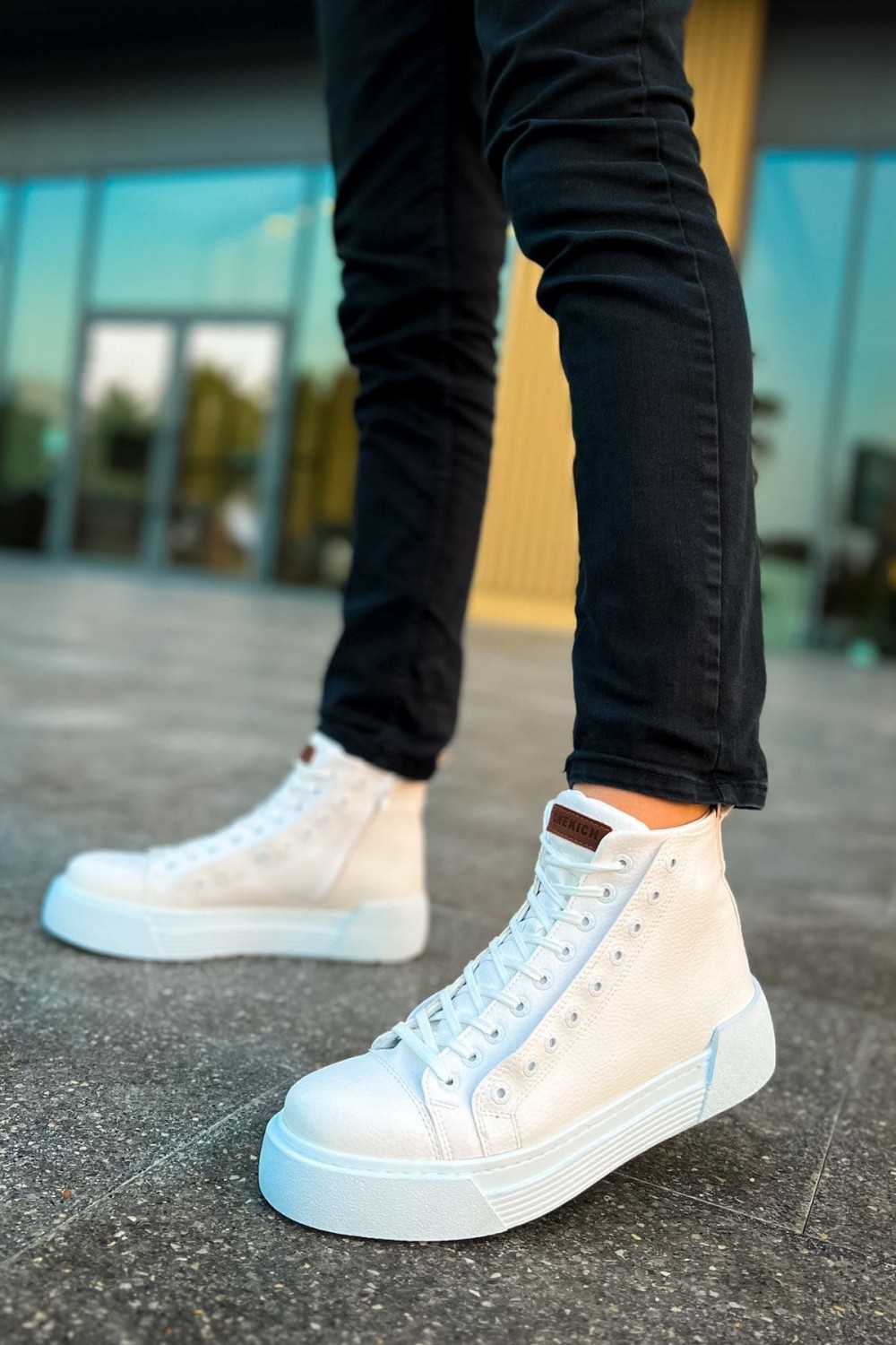 CH167 Blazer Erkek Spor Günlük Bağcıklı ve Fermuarlı Cilt Bot CBT - Beyaz – Chekich Erkek Ayakkabı