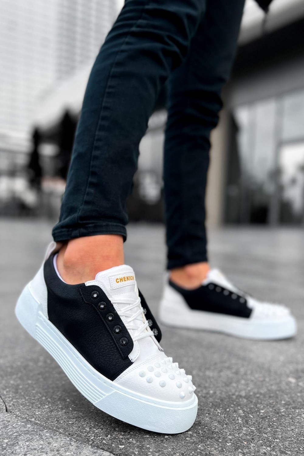 CH169 Thorn Erkek Günlük Bağcıklı Cilt Spor Sneaker Ayakkabı CBT - Beyaz/Siyah – Chekich Erkek Ayakkabı