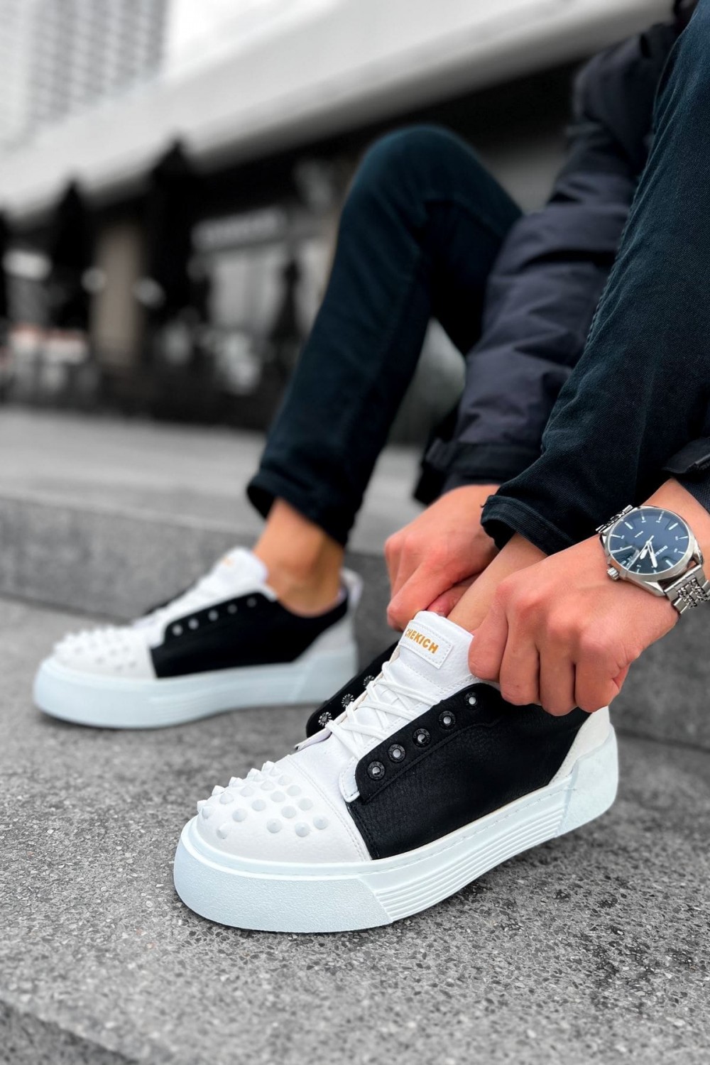 CH169 Thorn Erkek Günlük Bağcıklı Cilt Spor Sneaker Ayakkabı CBT - Beyaz/Siyah – Chekich Erkek Ayakkabı
