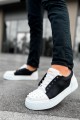 CH169 Thorn Erkek Günlük Bağcıklı Cilt Spor Sneaker Ayakkabı CBT - Beyaz/Siyah
