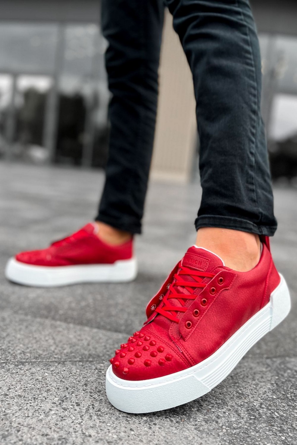 CH169 Thorn Erkek Günlük Bağcıklı Cilt Spor Sneaker Ayakkabı CBT - Kırmızı Erkek Ayakkabı CH169 Thorn Erkek Günlük Bağcıklı Cilt Spor Sneaker Ayakkabı CBT - Kırmızı – Chekich Erkek Ayakkabı