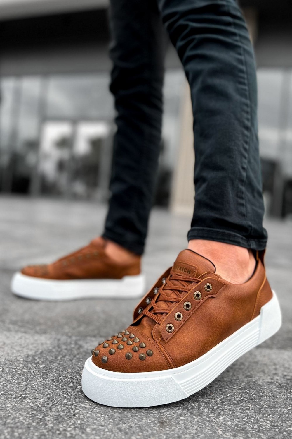 CH169 Thorn Erkek Günlük Bağcıklı Cilt Spor Sneaker Ayakkabı CBT - Taba – Chekich Erkek Ayakkabı