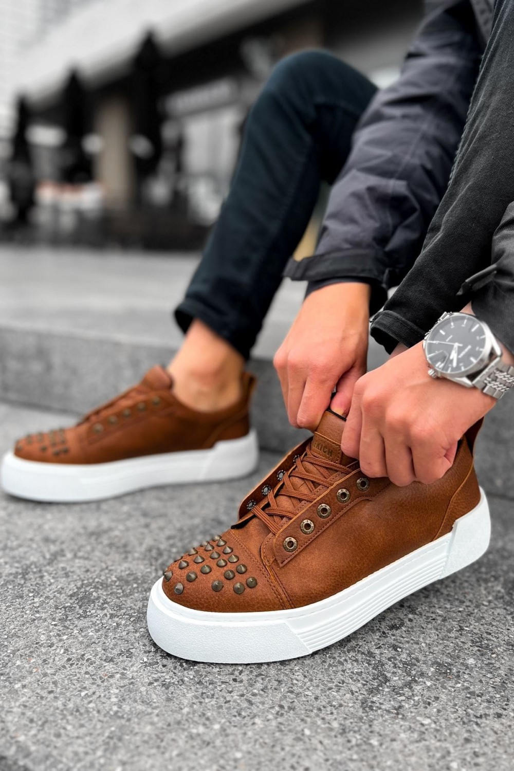 CH169 Thorn Erkek Günlük Bağcıklı Cilt Spor Sneaker Ayakkabı CBT - Taba – Chekich Erkek Ayakkabı