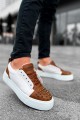 CH169 Thorn Erkek Günlük Bağcıklı Cilt Spor Sneaker Ayakkabı CBT - Taba/Beyaz – Chekich Erkek Ayakkabı
