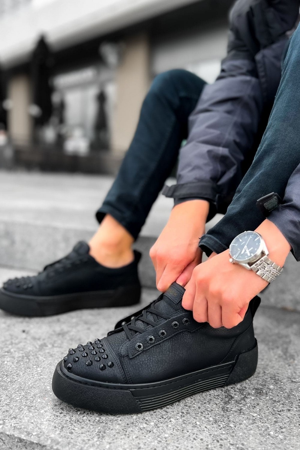CH169 Thorn Erkek Günlük Bağcıklı Cilt Spor Sneaker Ayakkabı CST - Siyah – Chekich Erkek Ayakkabı