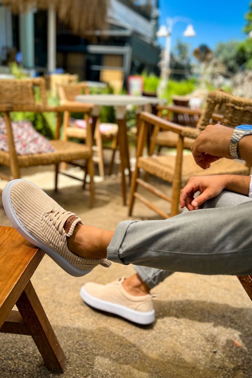 CH173 Velluto Erkek Günlük Bağcıklı Kadife Kumaş Spor Sneaker Ayakkabı KKBT - Bej – Chekich Erkek Ayakkabı