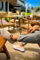 CH173 Velluto Erkek Günlük Bağcıklı Kadife Kumaş Spor Sneaker Ayakkabı KKBT - Bej – Chekich Erkek Ayakkabı