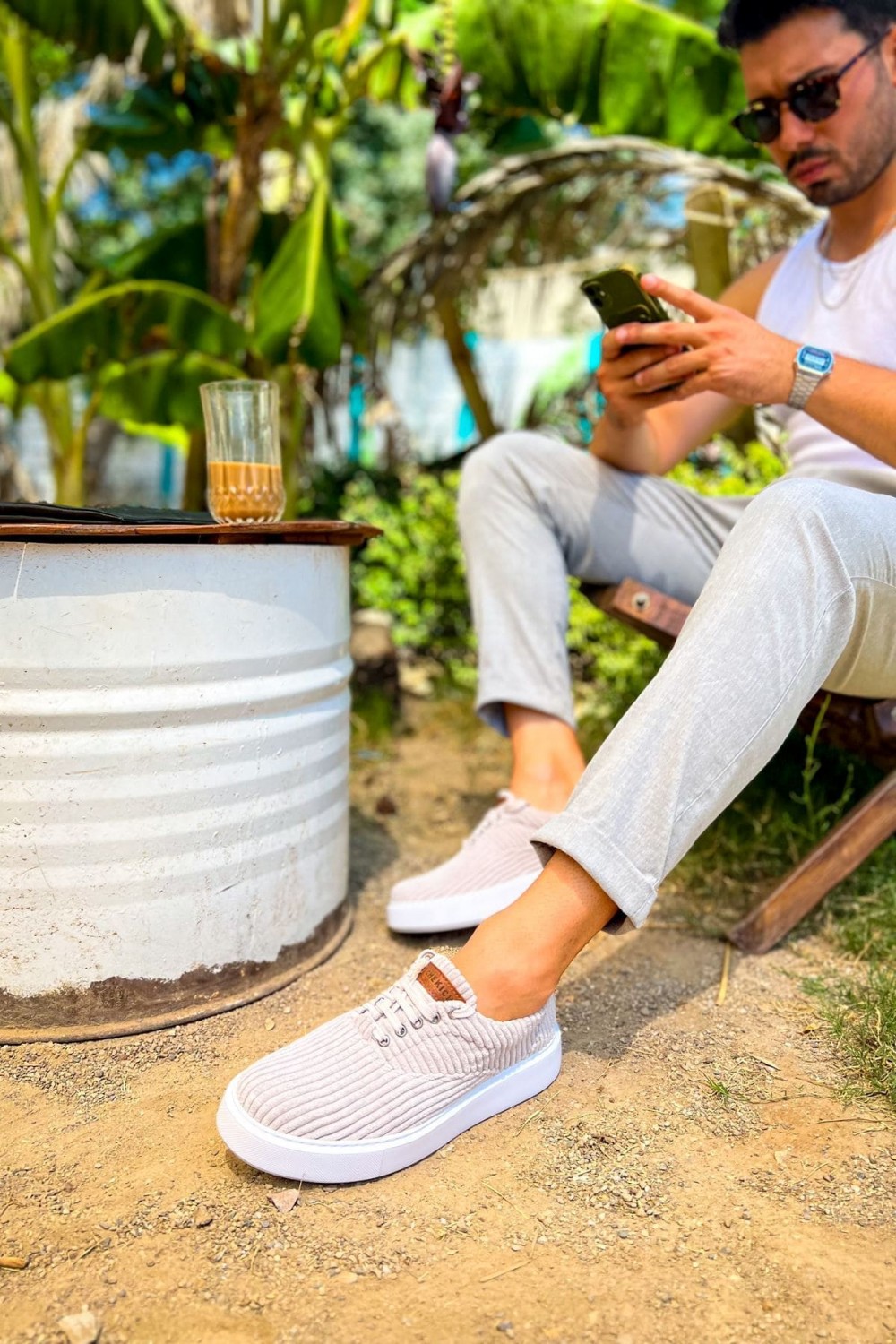 CH173 Velluto Erkek Günlük Bağcıklı Kadife Kumaş Spor Sneaker Ayakkabı KKBT - Gri – Chekich Erkek Ayakkabı