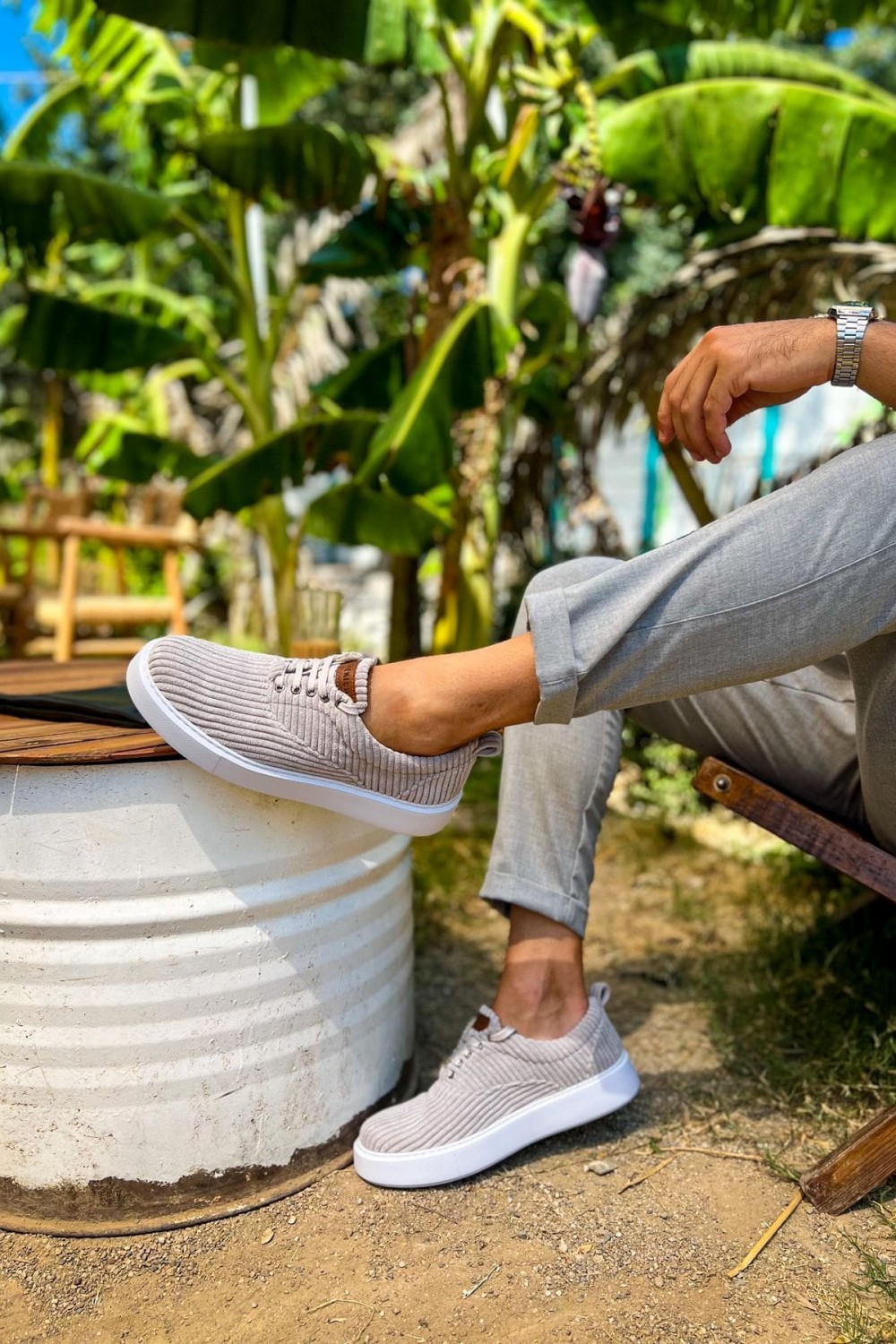 CH173 Velluto Erkek Günlük Bağcıklı Kadife Kumaş Spor Sneaker Ayakkabı KKBT - Gri – Chekich Erkek Ayakkabı