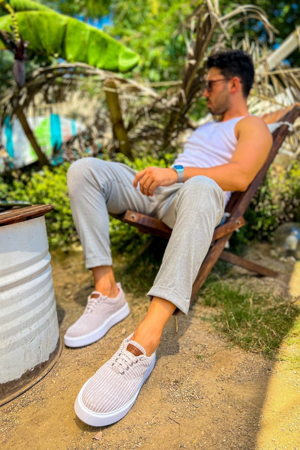 CH173 Velluto Erkek Günlük Bağcıklı Kadife Kumaş Spor Sneaker Ayakkabı KKBT - Gri – Chekich Erkek Ayakkabı