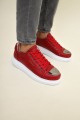 CH175 Mirror Erkek Günlük Bağcıklı Cilt Spor Sneaker Ayakkabı CBT - Kırmızı – Chekich Erkek Ayakkabı