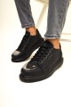 CH175 Mirror Erkek Günlük Bağcıklı Cilt Spor Sneaker Ayakkabı CST - Siyah