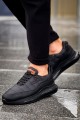 CH179 Sporty Runner Erkek Günlük Bağcıklı Cilt Paraşüt Kumaş Spor Sneaker Ayakkabı CPKST - Siyah – Chekich Erkek Ayakkabı