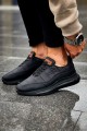 CH179 Sporty Runner Erkek Günlük Bağcıklı Cilt Paraşüt Kumaş Spor Sneaker Ayakkabı CPKST - Siyah – Chekich Erkek Ayakkabı