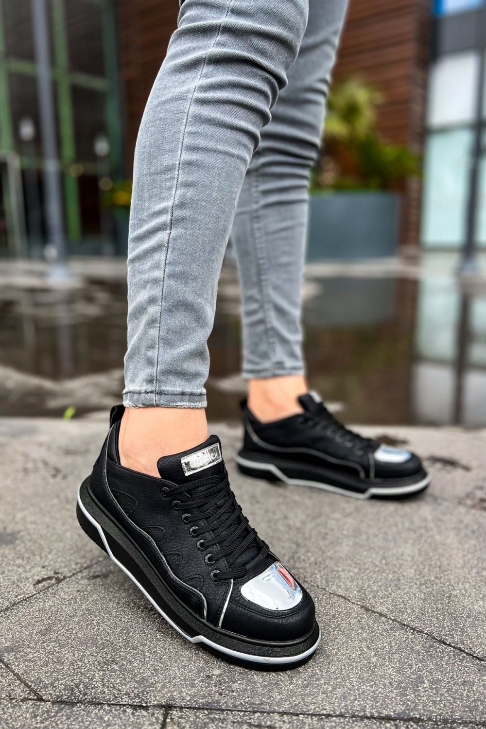 CH183 Jet Setter Mirror Erkek Günlük Bağcıklı Cilt Spor Sneaker Ayakkabı CST - Siyah/Silver – Chekich Erkek Ayakkabı