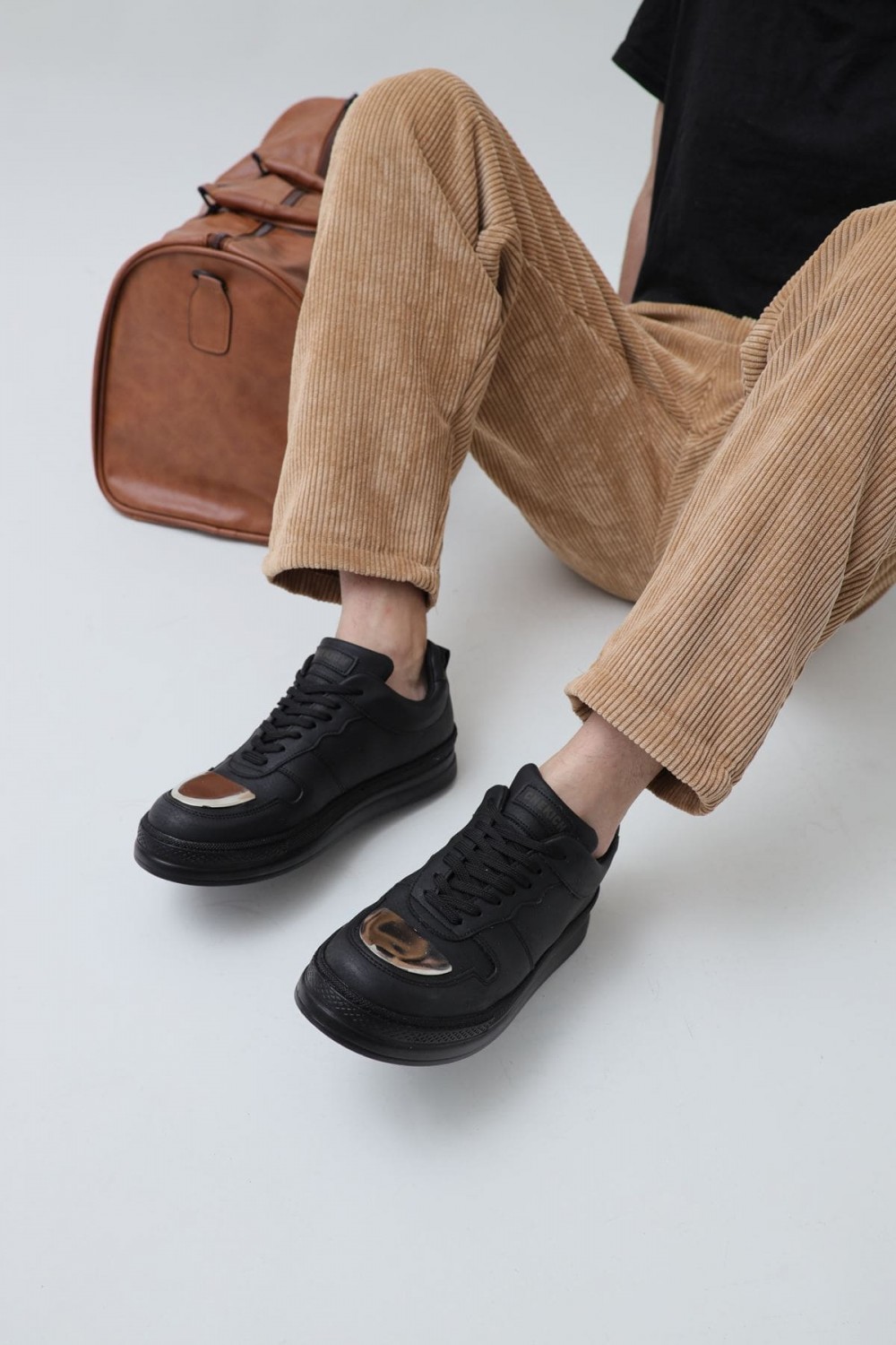 CH185 Force Mirror Erkek Günlük Bağcıklı Cilt Spor Sneaker Ayakkabı CST - Siyah – Chekich Erkek Ayakkabı