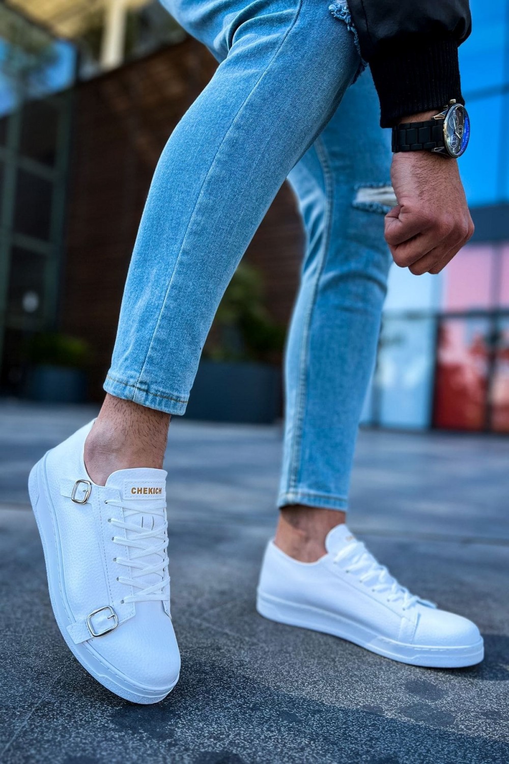 CH191 Side Buckle Erkek Günlük Bağcıklı Cilt Spor Sneaker Ayakkabı CBT - Beyaz Erkek Ayakkabı CH191 Side Buckle Erkek Günlük Bağcıklı Cilt Spor Sneaker Ayakkabı CBT - Beyaz – Chekich Erkek Ayakkabı