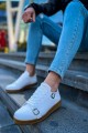 CH191 Side Buckle Erkek Günlük Bağcıklı Krep Taban Cilt Spor Sneaker Ayakkabı CKT - Beyaz – Chekich Erkek Ayakkabı