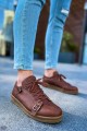 CH191 Side Buckle Erkek Günlük Bağcıklı Krep Taban Cilt Spor Sneaker Ayakkabı CKT - Taba – Chekich Erkek Ayakkabı
