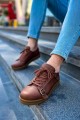 CH191 Side Buckle Erkek Günlük Bağcıklı Krep Taban Cilt Spor Sneaker Ayakkabı CKT - Taba – Chekich Erkek Ayakkabı