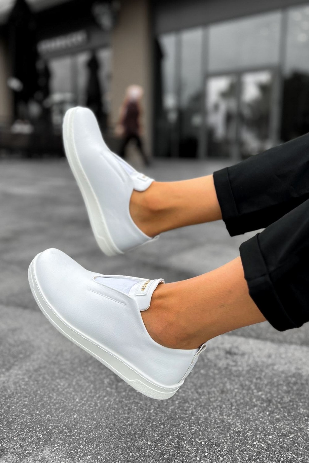 CH195 Rigidus Erkek Günlük Bağcıksız Cilt Spor Sneaker Ayakkabı CBT - Beyaz Erkek Ayakkabı CH195 Rigidus Erkek Günlük Bağcıksız Cilt Spor Sneaker Ayakkabı CBT - Beyaz – Chekich Erkek Ayakkabı