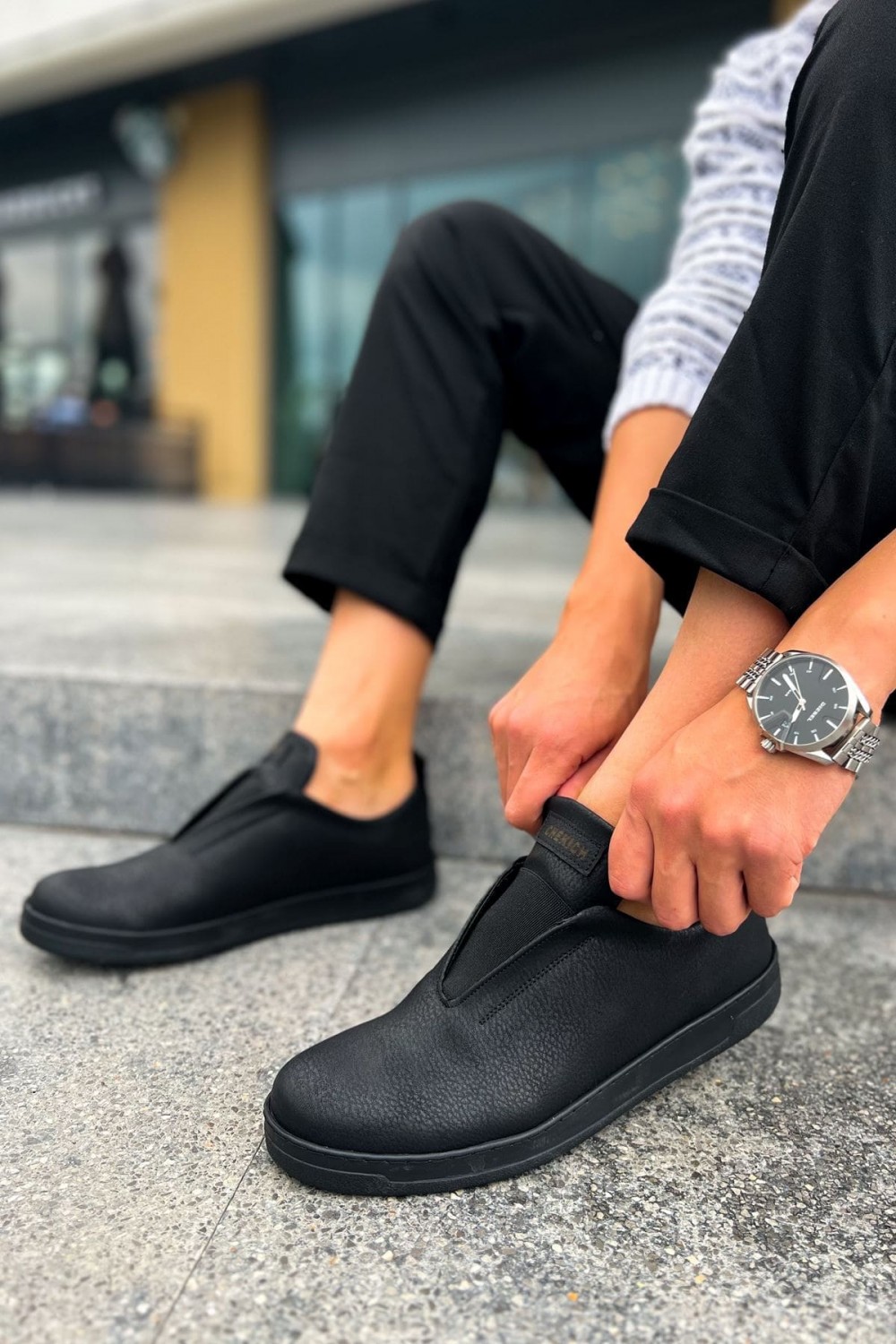 CH195 Rigidus Erkek Günlük Bağcıksız Cilt Spor Sneaker Ayakkabı CST - Siyah Erkek Ayakkabı CH195 Rigidus Erkek Günlük Bağcıksız Cilt Spor Sneaker Ayakkabı CST - Siyah – Chekich Erkek Ayakkabı