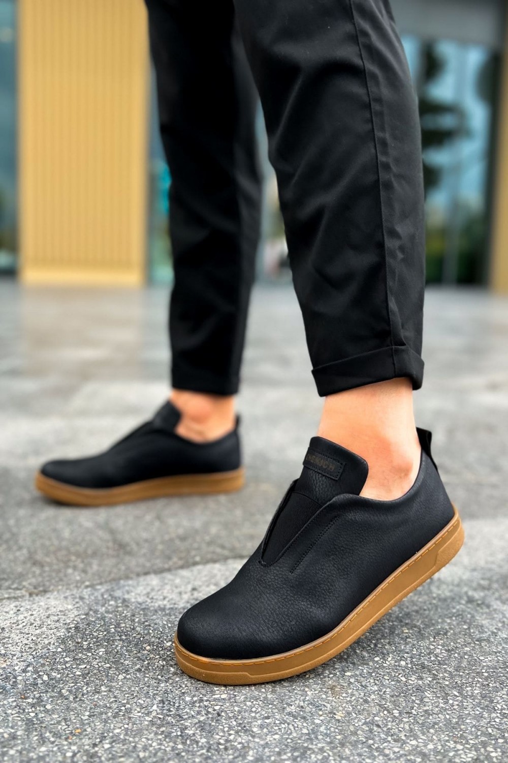 CH195 Rigidus Erkek Günlük Bağcıksız Krep Taban Cilt Spor Sneaker Ayakkabı CKT - Siyah – Chekich Erkek Ayakkabı