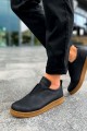 CH195 Rigidus Erkek Günlük Bağcıksız Krep Taban Cilt Spor Sneaker Ayakkabı CKT - Siyah – Chekich Erkek Ayakkabı